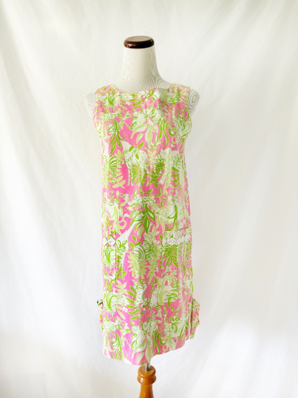 Lilly Pulitzer Pink Green Animal Zebra Elephant Dress Size 4